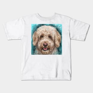 Contemporary Painting of a Gorgeous Goldendoodle Dog with Its Tongue Out Kids T-Shirt